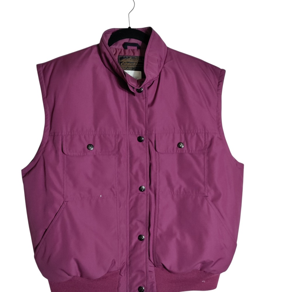 Eddie Bauer Vintage Goose Down Puffer Vest Magenta Purple Mens Large L